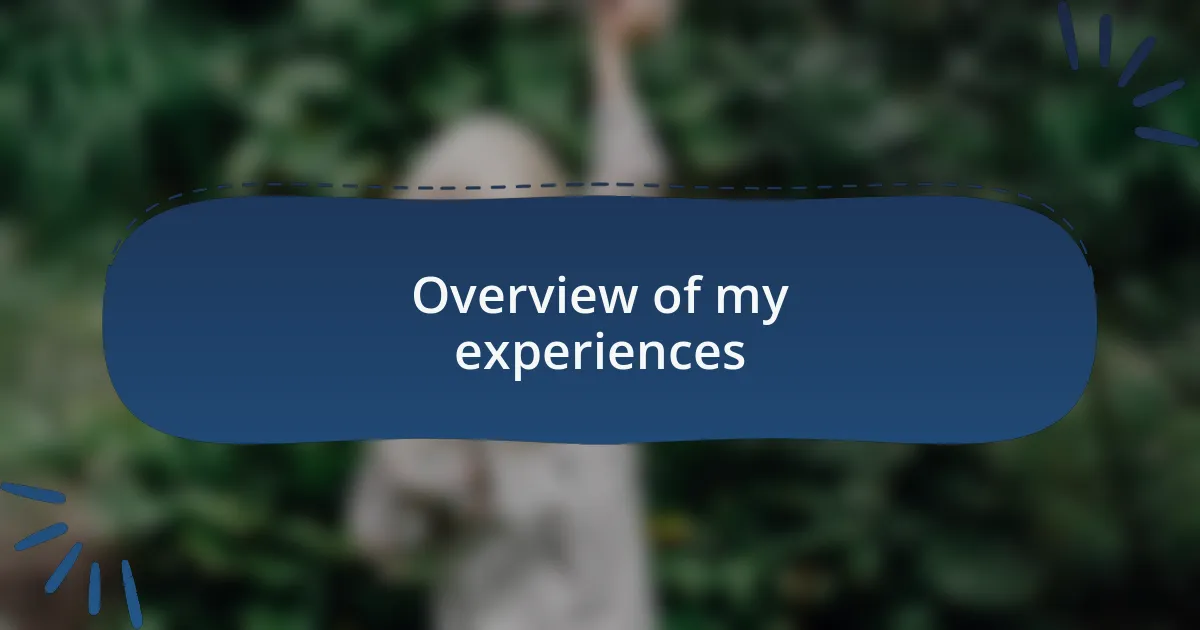 Overview of my experiences