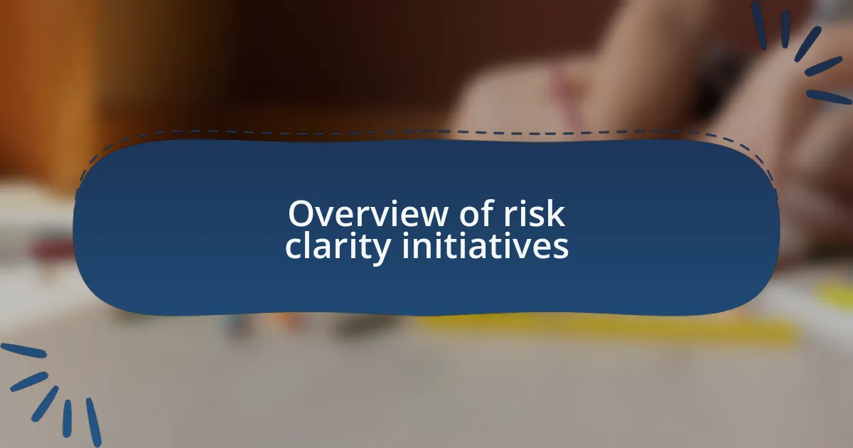 Overview of risk clarity initiatives