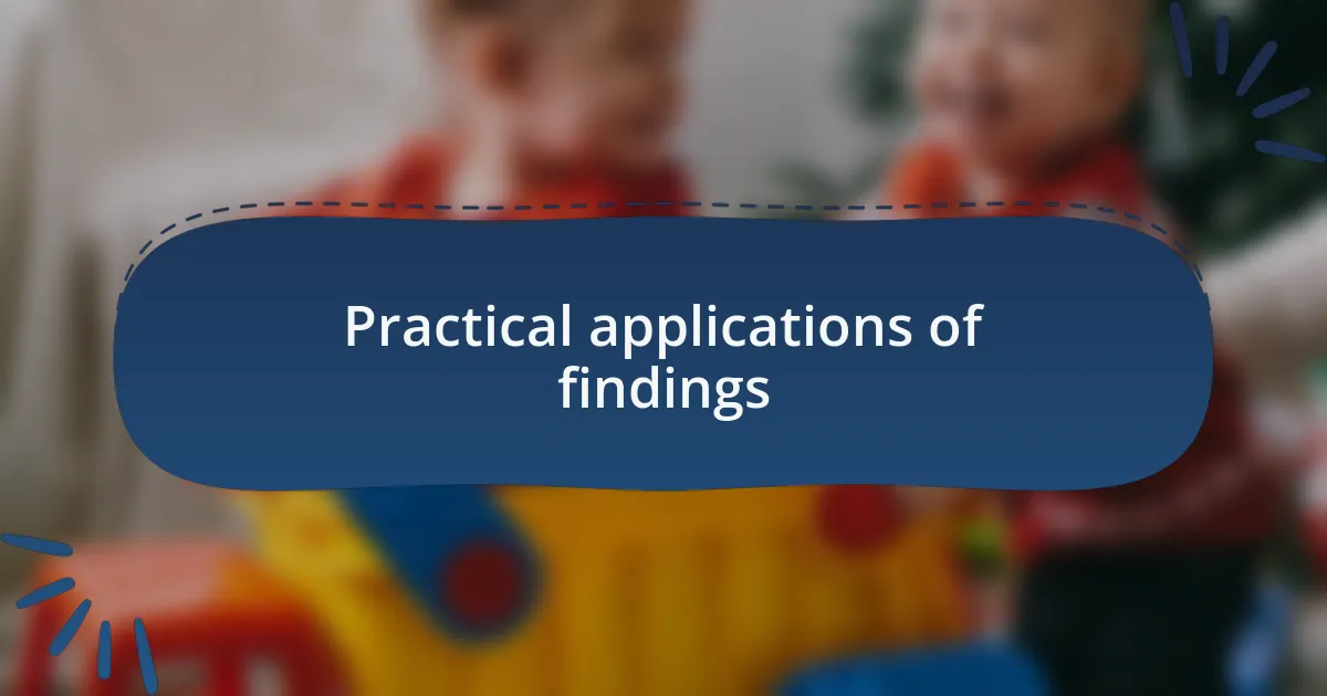 Practical applications of findings