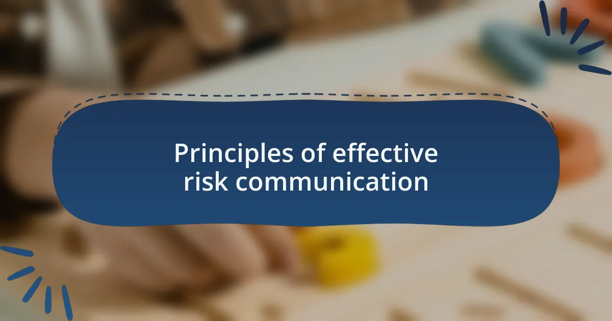 Principles of effective risk communication