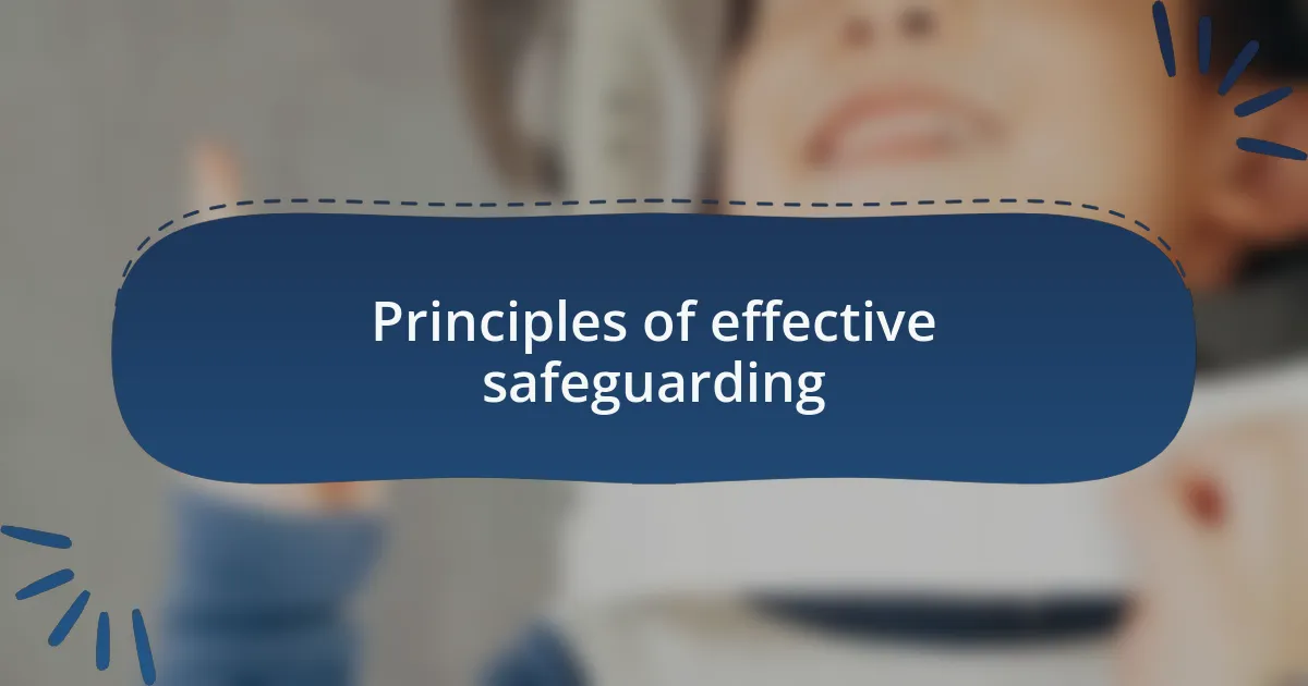 Principles of effective safeguarding