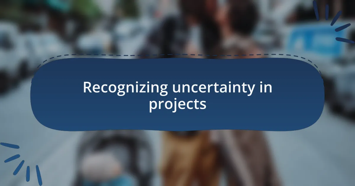 Recognizing uncertainty in projects