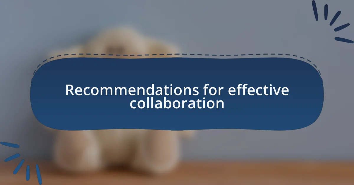 Recommendations for effective collaboration