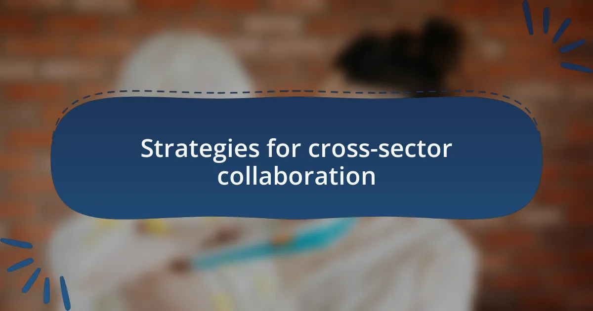 Strategies for cross-sector collaboration