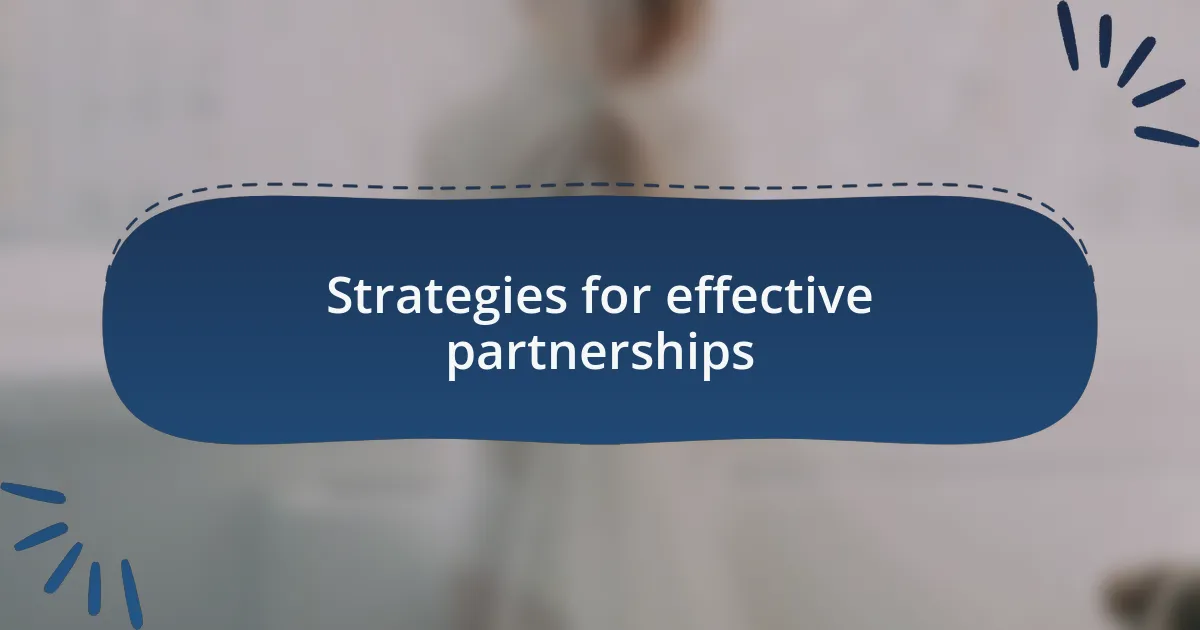 Strategies for effective partnerships