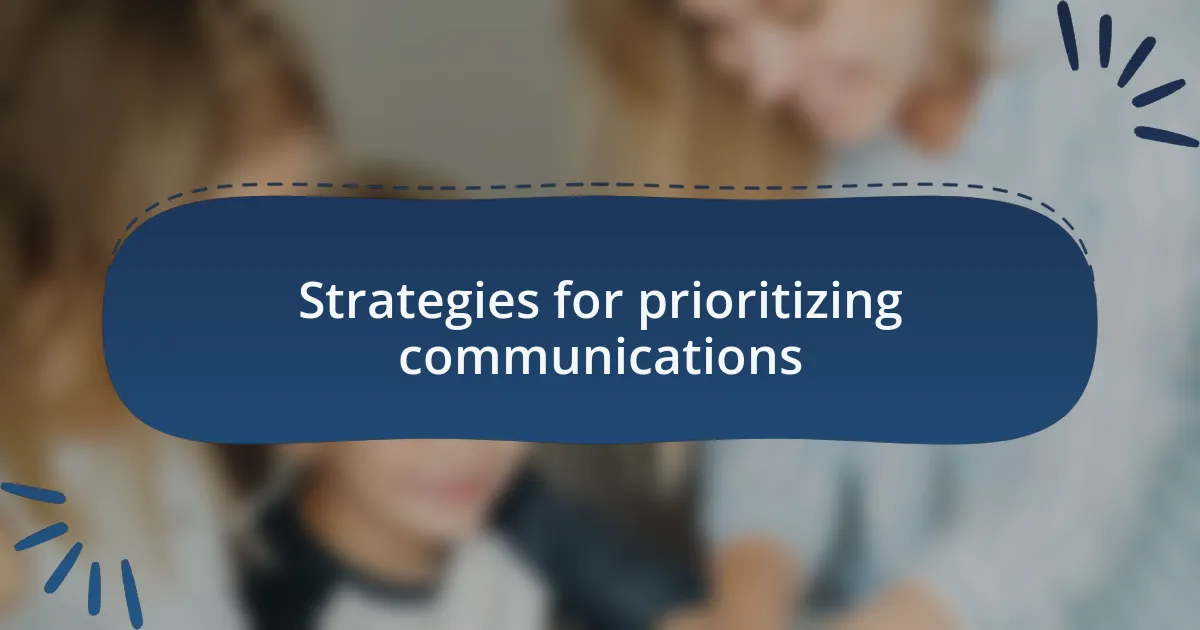 Strategies for prioritizing communications