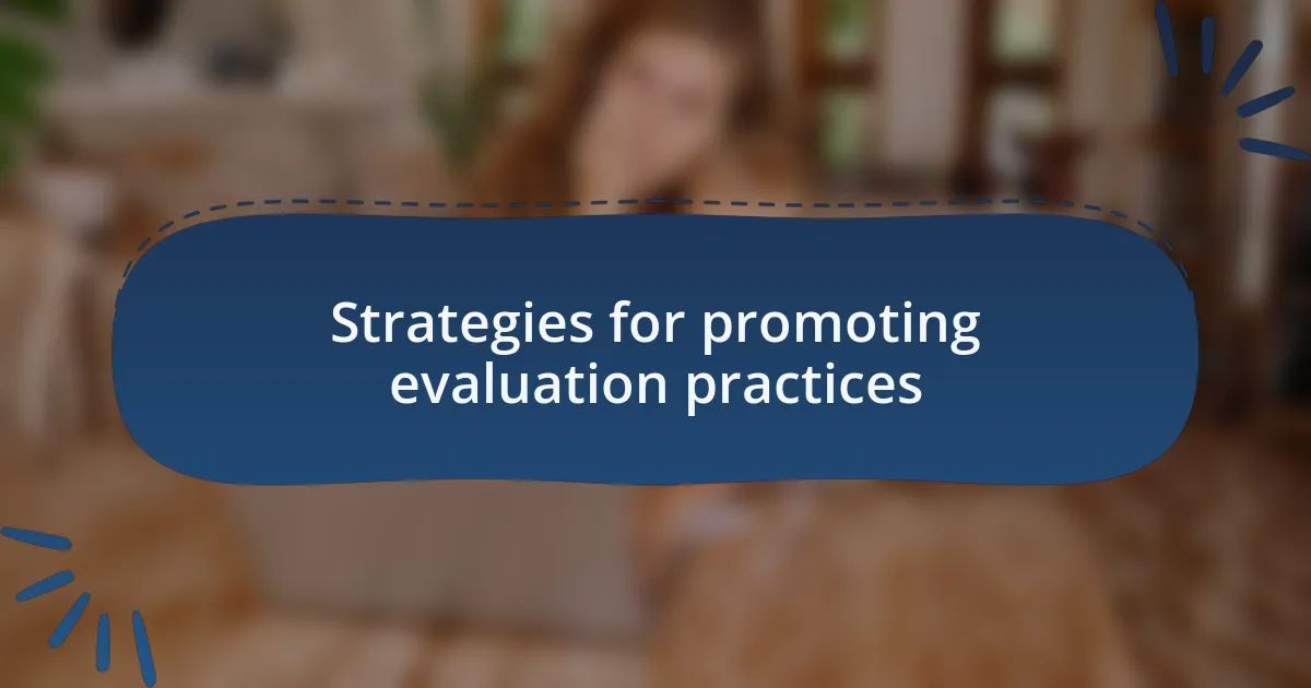 Strategies for promoting evaluation practices