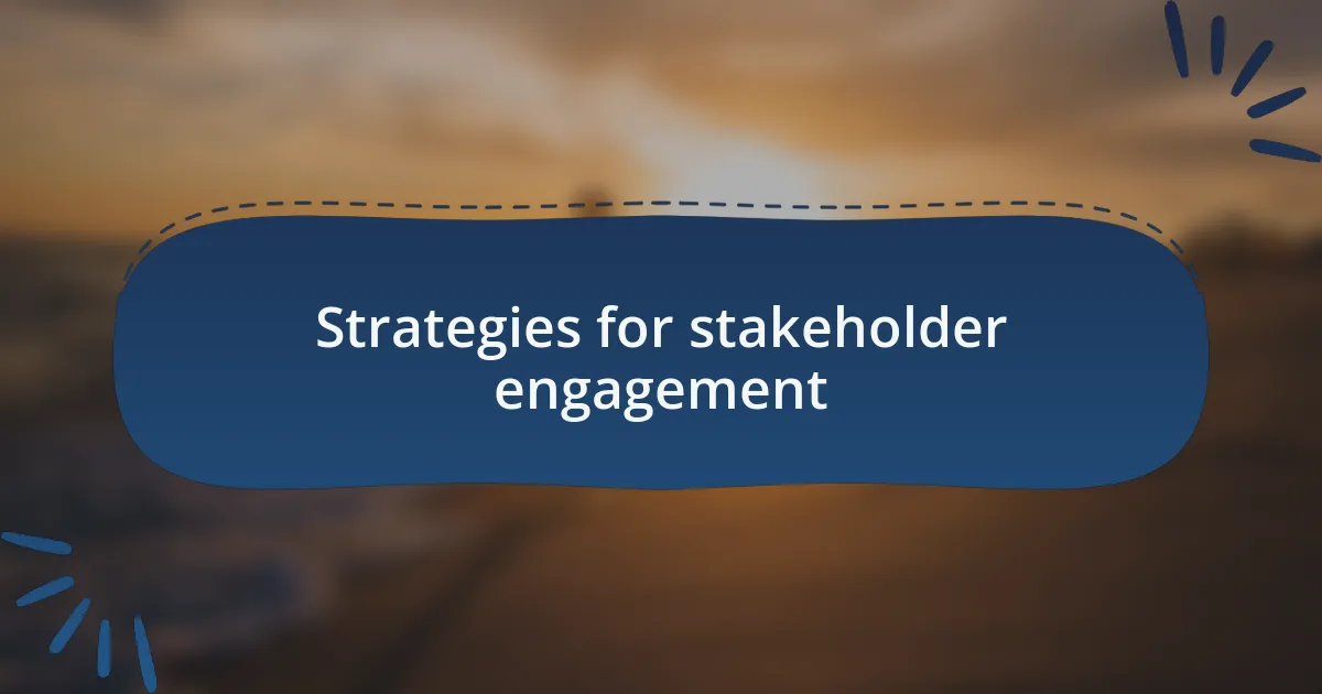 Strategies for stakeholder engagement