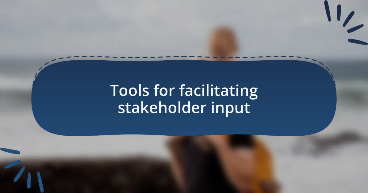 Tools for facilitating stakeholder input