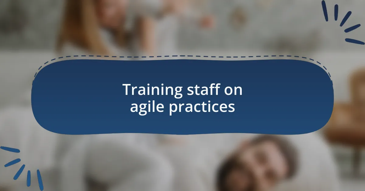 Training staff on agile practices