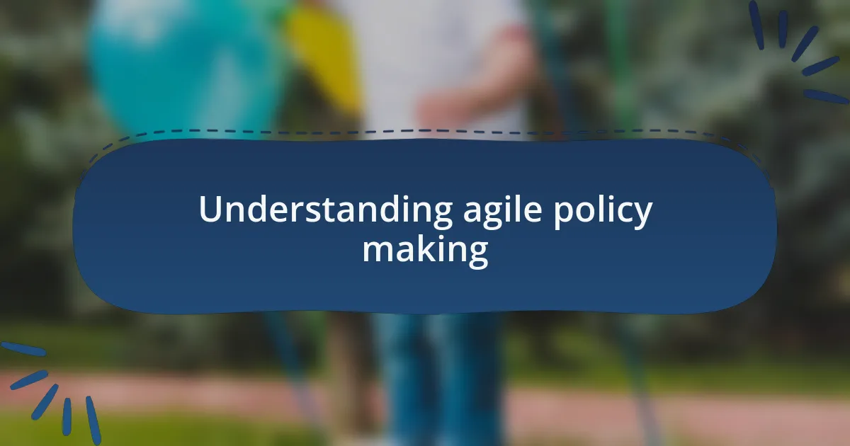 Understanding agile policy making