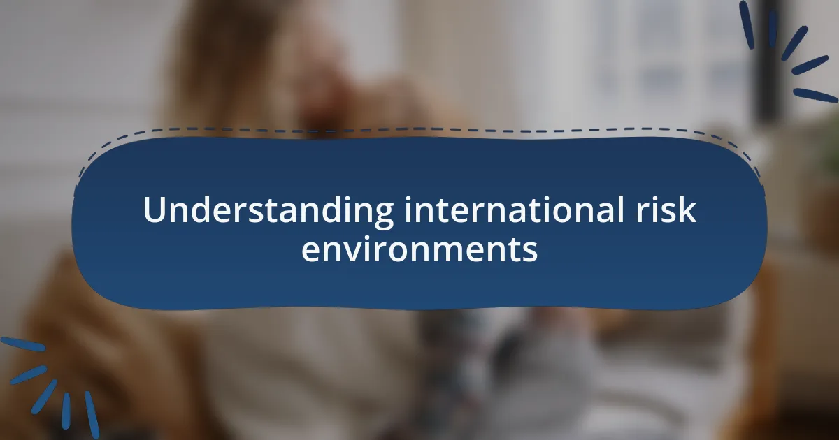 Understanding international risk environments