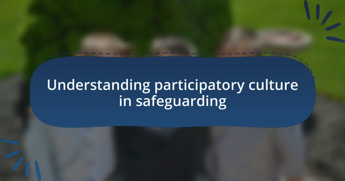 Understanding participatory culture in safeguarding