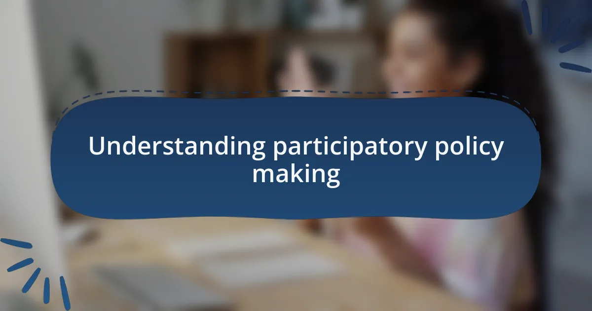 Understanding participatory policy making